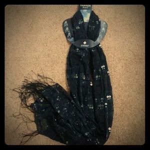 Black sequined fashion scarf